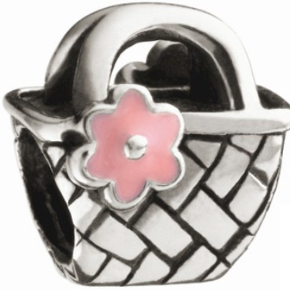 CHAMILIA ~BEACH BAG~ PINK ENAMEL & STERLING BEAD